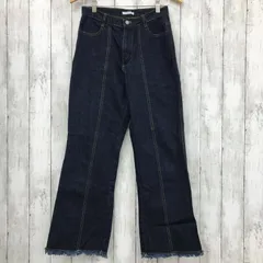 【 classicalelf 】クラシカルエルフ ”最旬美脚デニム” 裾フリンジセミフレアデニムパンツ ネイビー M