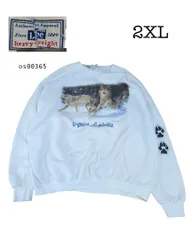 Leeリー古着プリントスウェットトレーナー白2XLアメリカ製生地　犬プリント　os00365