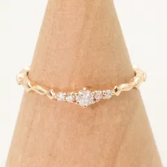 9号 美品 アガット ルミナス リング K18 ダイヤモンド/24-5447S