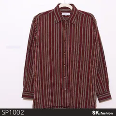 美品 SIMPLE LIFE シンプルライフ トップス 長袖ワイシャツ ストライプ柄 マルチカラー 胸ポケット カジュアル 　レッド　 【SP1002-00】 送料無料　古着　メンズ