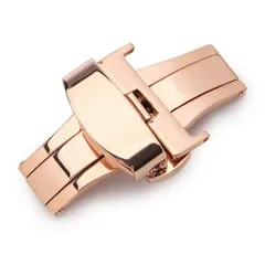 ☆ ローズゴールド ☆ バックル22mm ☆ プッシュ式Ｄバックル 500lp23 腕時計ベルト 部品 プッシュ式 Ｄバックル 腕時計用バックル バックル 時計バンド 時計尾錠 時計バックル 腕時計 金具 革ベルト ステンレス 両開き 観音開き 高級