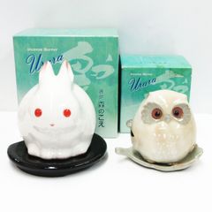 松榮堂 SHOYEIDO 香炉 森のこえ ふくろう ほっほ うさぎ まとめ売り 2点  京都 お香 香立て 陶器 Z005-0604③