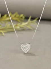 ジュエリー レディース ネックレス ペンダント ホワイトキュービックジルコニア付き925シルバーハートネックレス