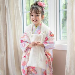【いにしえ華車藤×乳白被布】京都絵師によるオリジナル柄＆レース生地の被布セット  七五三  キャサリンコテージ　TAK
