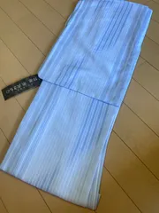 洗える着物 単衣プレタ着物格子地紋　袷小紋 縞柄　水色 青 ブルー　Sサイズ