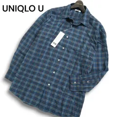 【新品 未使用】 UNIQLO U ユニクロ ユー ルメール 長袖 ライトフランネル ワイドフィット チェック シャツ Sz.L メンズ