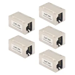 特価商品 VCE LANケーブル 延長コネクタ Cat6A Cat6 Cat5E Cat5対応 RJ45中継アダプタ 干渉防止 5個セット 銀色