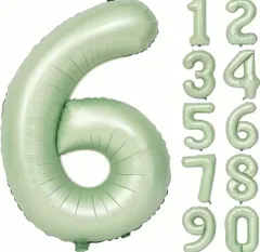 ★ ナンバーバルーン　- 6 -　数字　風船　6風船　数字の風船　誕生日バルーン　大きい風船　誕生日デコレーション　バースデーグッズ　誕生日グッズ　誕生日アイテム　推し活グッズ　ミントグリーン　ライトグリーン