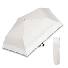 【在庫セール】日傘 折畳み 折りたたみ傘 長傘 2way 晴雨兼用 uvカット 遮光 99.9％ 丈夫 軽量 レディース (杢ベージュ×オフホワイト)