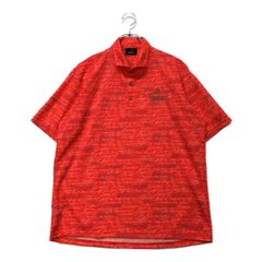 中古 メンズ パラディーゾ PARADISO 半袖ポロシャツ LL サーモンピンク 総柄 ストレッチ