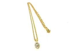 ■美品■ NINA RICCI ニナリッチ ロゴモチーフ ラインストーン ネックレス ペンダント アクセサリー ゴールド系×シルバー系 DF7389