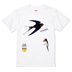 Swallows 0539 ツバメは燕尾でスワロウテイル Tシャツ 白