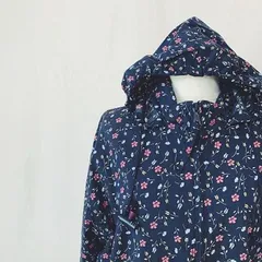 ＵS古着 小花柄 マウンテンパーカー アウトドアジャケット レディース 紺 春