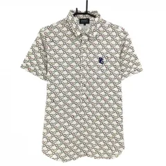 【超美品】パーリーゲイツ 半袖ポロシャツ 白×マルチカラー 総柄 ロゴ刺しゅう  メンズ 4(M) ゴルフウェア PEARLY GATES