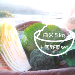 白米５㎏と季節のお野菜