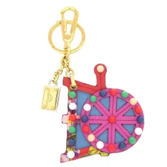 美品 ドルチェ アンド ガッバーナ BI0722 レザー メタル レッド パープル ブルー キーホルダー バッグチャーム 0540 DOLCE & GABBANA