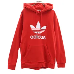 adidas Originals アディダスオリジナルス トレフォイルロゴ 長袖 スウェットパーカー O レッド メンズ 古着