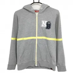 【超美品】ニューバランスゴルフ ジップパーカー 杢グレー×白 袖ライン ロゴ刺しゅう レディース 2 ゴルフウェア New Balance