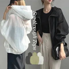 シアーパーカー 長袖 ゆったり シアー トップス パーカー フード付き シースルー 可愛い カジュアル シンプル きれいめ ブルゾン 体型カバー UVカット 紫外線対策 無地 透け感 アウター 羽織り フード付き 軽い ジャケット