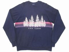 80s "LAKE TAHOE" 両面プリント ラグランスウェットシャツ L 紺 アメリカ古着