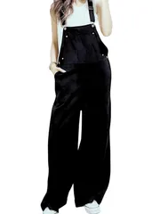 [MOCHILERO] サロペット レディース オーバーオール オールインワン サロペットパンツ 大きいサイズ ワイドパンツ ロング (free-size, ホワイト) [ホワイト] [Free Size]