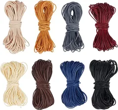 PH PandaHall 8色 ロウ引き糸 ワックスコード ポリエステルコード 太さ1mm 長さ15m蝋引き糸( 混色)