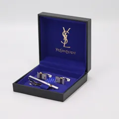 箱付 イブサンローラン カフス タイピン シルバーカラー ブランド小物 ファッション KMR 2000000 NSK