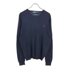 Polo by Ralph Lauren ポロ ラルフローレン Vネック コットンニット セーター ネイビー(メンズ M)中古 古着 V5793