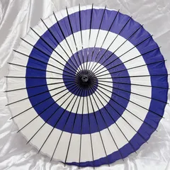日本舞踊　絹傘　紺色と白　　蛇目傘　未使用 日本舞踊 絹傘 紺色と白 蛇目傘 未使用 日本舞踊 絹傘 紺色と白