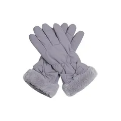 【新品】 [Ekieta] 手袋 防寒 レディース 【指先まで裏起毛36℃恒温・防水・超軽量】 ダウンコットン 五本指 無地 防寒グローブ 暖かい ちょう結び付き 防風 冷え対策 可愛い おしゃれ 通勤 通学 自転車 秋冬 グレー 1