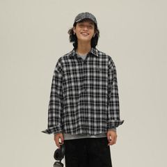 LYFT OVERSIZE FLANNEL SHIRT - BLACK - メルカリ
