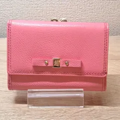 サマンサタバサプチチョイス　がま口財布　三つ折り財布　ミニ財布　ピンク　リボンモチーフ　ゴールド