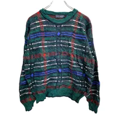 EDITIONS by VAN HEUSENL ニット セーター L ヴァンホーセン レディース チェック グリーン系 アクリル 古着卸 アメリカ仕入 t2411-3362