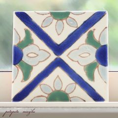 タイル　チュニジアタイル   Y2  手描き  Ｓ  パタパタ民族  チュニジア  雑貨  小物