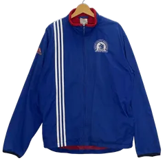 adidas アディダス ナイロンジャケット ボストンマラソン スリーライン ライトアウター 企業ロゴ刺繍 ワンポイント刺繡 ブルー レッド