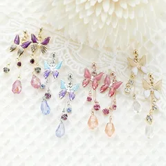 スタッドピアス レディース ノンアレルギー樹脂ポスト ワイヤーフリンジ バタフライ