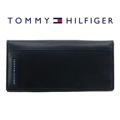 トミーヒルフィガー 財布 長財布 二つ折り TOMMY HILFIGER ブラック レザー 本革 小銭入れ付き 札入れ カードケース