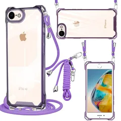 iPhone SE3 ケース クリア PC 第3世代 2022 iPhone se2 ケース 第2世代 ショルダー 軽量 耐衝撃 カバー iPhone 8 ケース iPhone 7 ケース iPhone 6/6s ケース 透明 PC背面 + TPUバンパー