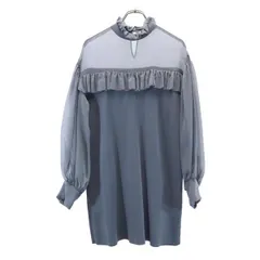 ザラ 長袖 フリル シアー ワンピース M グレー ZARA チュニック レディース 【中古】  【230722】