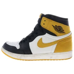 NIKE (ナイキ) エアジョーダン1 レトロ イエローオークル ハイカットスニーカー ブラック/イエロー US9.5/27.5cm 555088ー109
