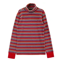 サイズ：M TOMMY HILFIGER GOLF トミー ヒルフィガーゴルフ  タートルネック 長袖Tシャツ ボーダー柄 レッド系 [240101258182]# ゴルフウェア レディース ストスト