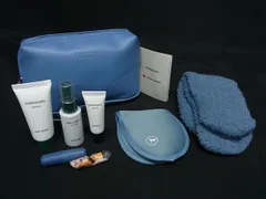 ■美品■ Salvatore Ferragamo フェラガモ TURKISH AIRLINES トルコ航空 レザー ポーチ アメニティセット 小物入れ ブルー系 DG6753のサムネイル