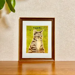 新品☆額縁付アートポスター☆猫の絵☆Tabby (grey)☆トラ猫☆インテリア☆動物病院／店舗様必見◆壁掛け☆200