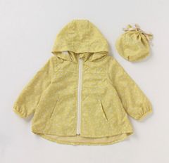 petit main  はっ水 収納袋つきポケッタブル総柄ウィンドブレーカー 黄