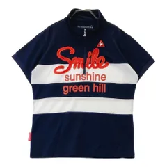 サイズ：LL LE COQ GOLF ルコックゴルフ  ハーフジップ 半袖Tシャツ ボーダー柄 ネイビー系 [240101500619] ゴルフウェア レディース ストストのサムネイル