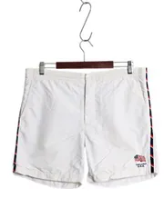 【お得なクーポン配布中!】 ポロ ラルフローレン ナイロン ショートパンツ メンズ M / ショーツ 水陸両用 短パン 海パン インナー付き 星条旗 サーフ スイム ホワイト