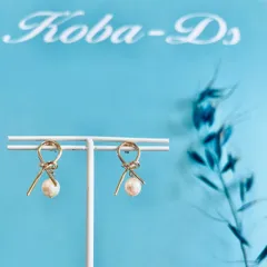 ダイヤモンド あこやパールピアス（ハーフリボン）