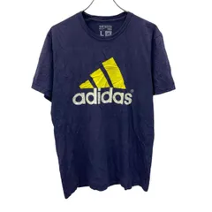 adidas 半袖プリントTシャツ L ネイビー アディダス プルオーバー ビッグロゴ スポーティー 古着卸 アメリカ仕入 a705-5893