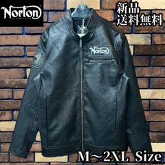 Norton フェイクレザー・ワッペン付きシングルライダースジャケット