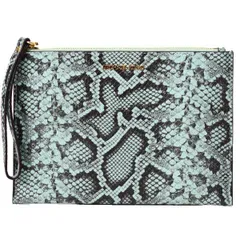 マイケルコース バッグ MICHAEL KORS パイソンエンボスドレザー スネーク ジェット セット トラベル リストレット ジップ ポーチ クラッチバッグ ペールジェイドマルチ 35S0GTVW4G